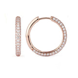 Classic Pavé 21 mm 18K Rosegold Hoops w. Diamonds
