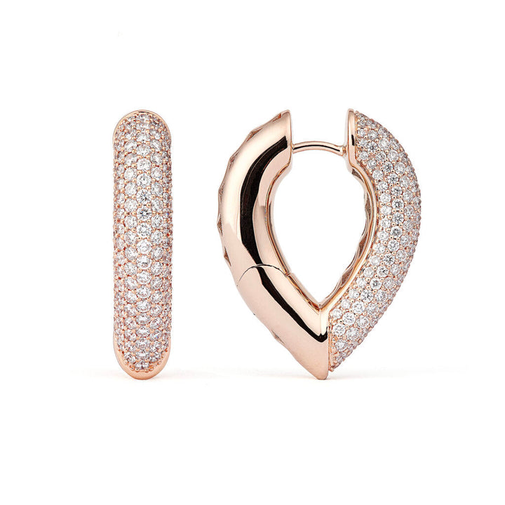 Drop Link Store Pavé (28 mm) 18K Rosaguld Hoops m. Diamanter