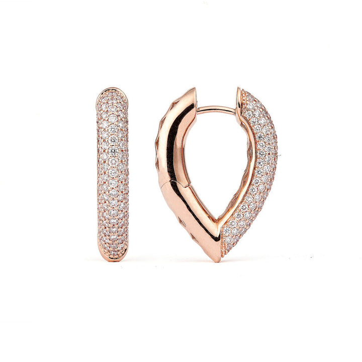 Drop Link Mellem Pavé (25 mm) 18K Rosaguld Hoops m. Diamanter