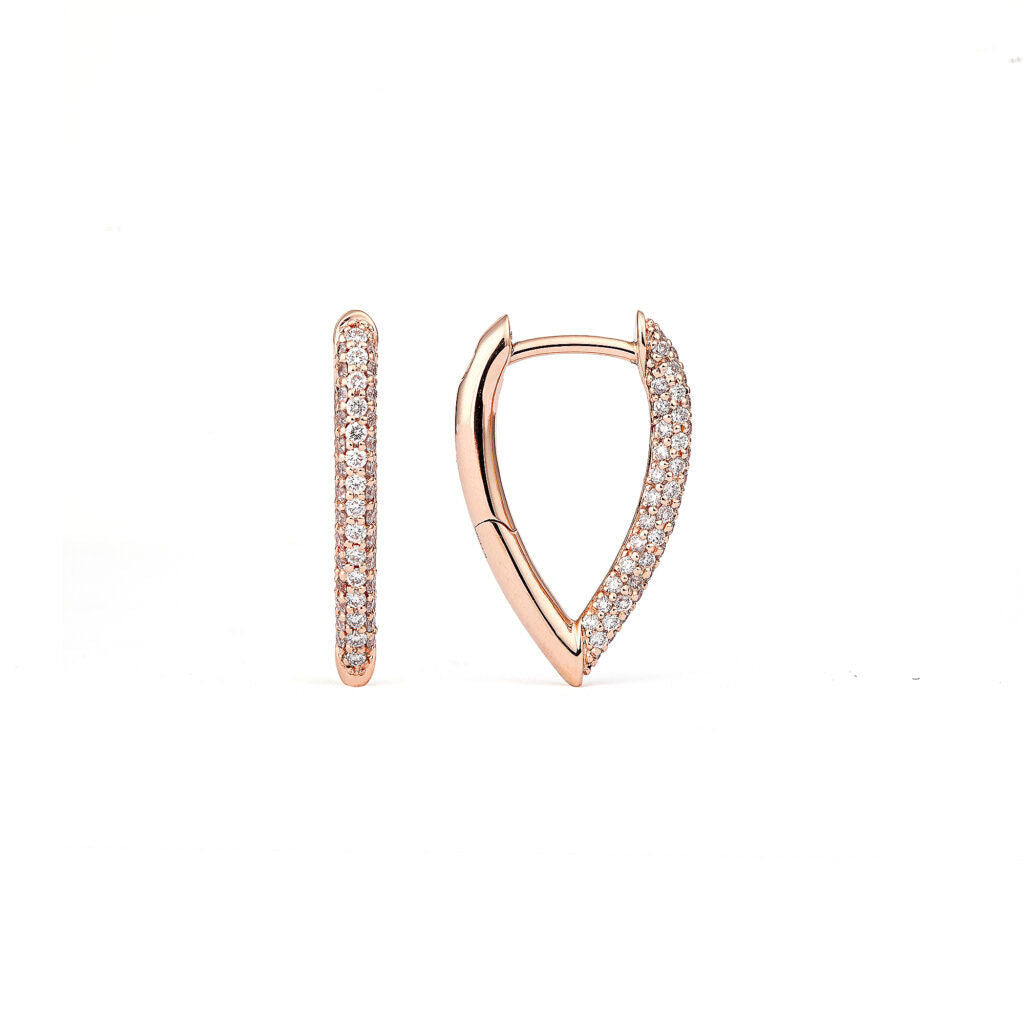Drop Link Mini Pavé (18 mm) 18K Rosaguld Hoops m. Diamond