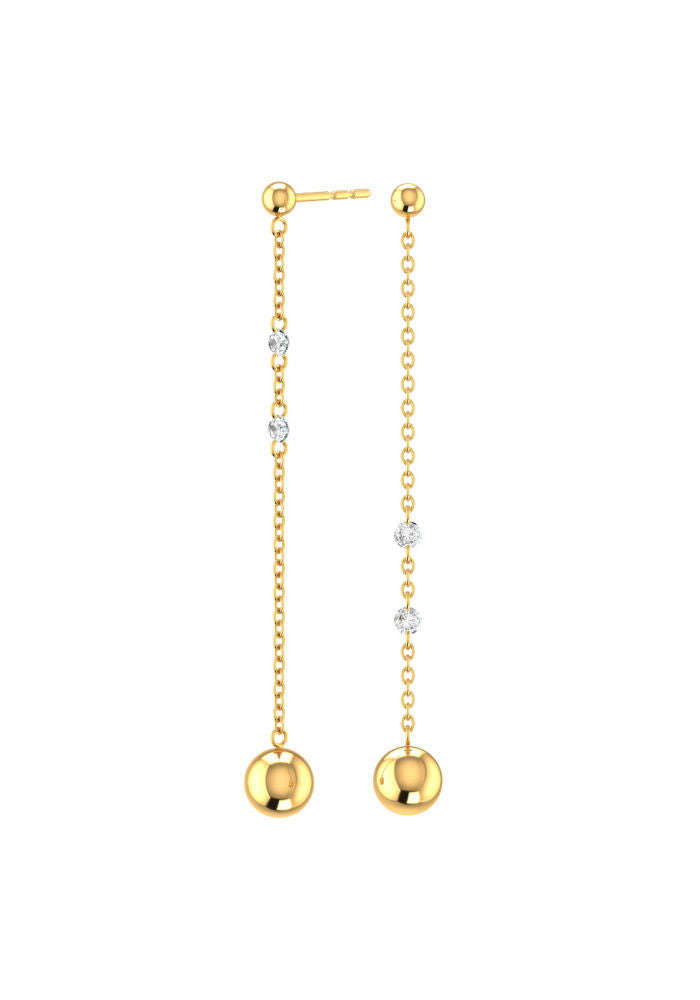 Chain Cascade Nude 18K Gold Earrings w. Lab-Grown Diamonds
