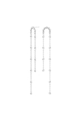 Double Cascade Nude 18K Whitegold Earrings w. Lab-Grown Diamonds