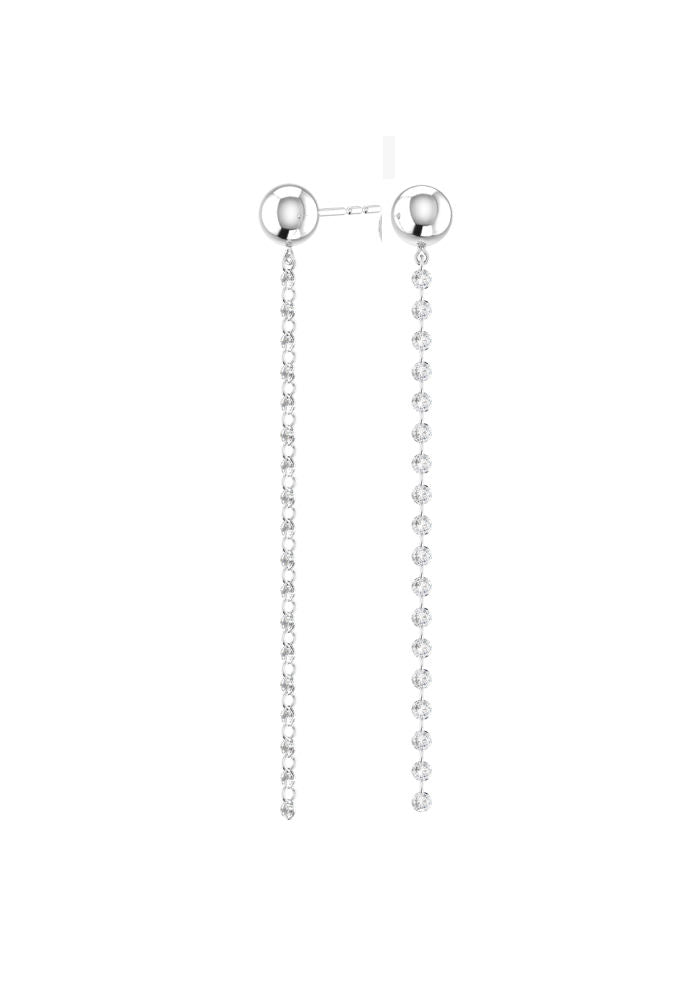 Cascade Nude 18K Whitegold Earrings w. Lab-Grown Diamonds