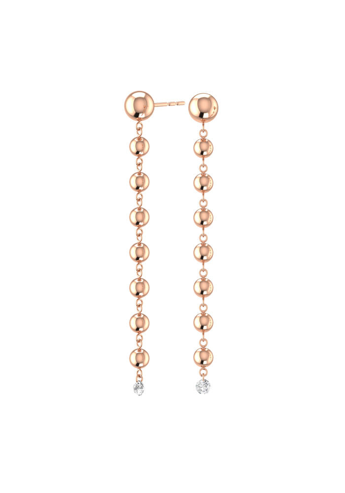 Grand Cascade Nude 18K Rosegold Earrings w. Lab-Grown Diamonds
