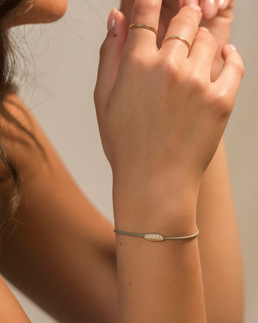 Pavé Cord Green 14k Whitegold Bracelet w. Lab-Grown Diamonds