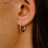 Diamant Dodu Chunky Oval 9k Guld Hoops m. Diamanter