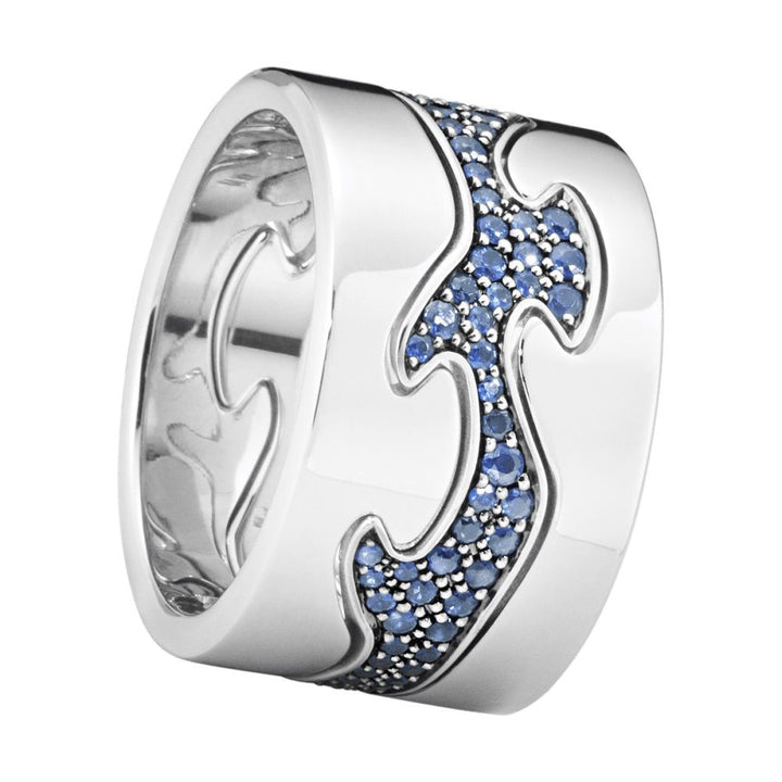 Georg Jensen | Fusion 3 Blue center 18K Whitegold Ring w. Diamonds