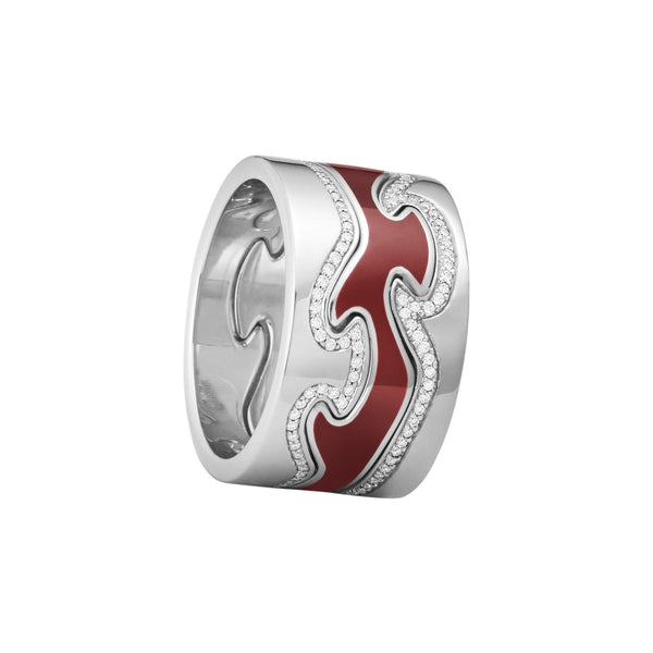 Fusion 18K Whitegold Ring w. Red HyCeram & Diamonds