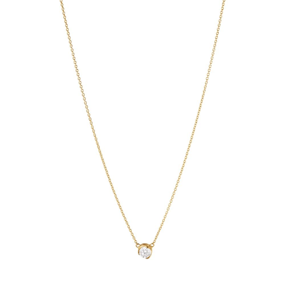 Signature Solitaire 18K Gold Necklace w. 0.20ct Diamond
