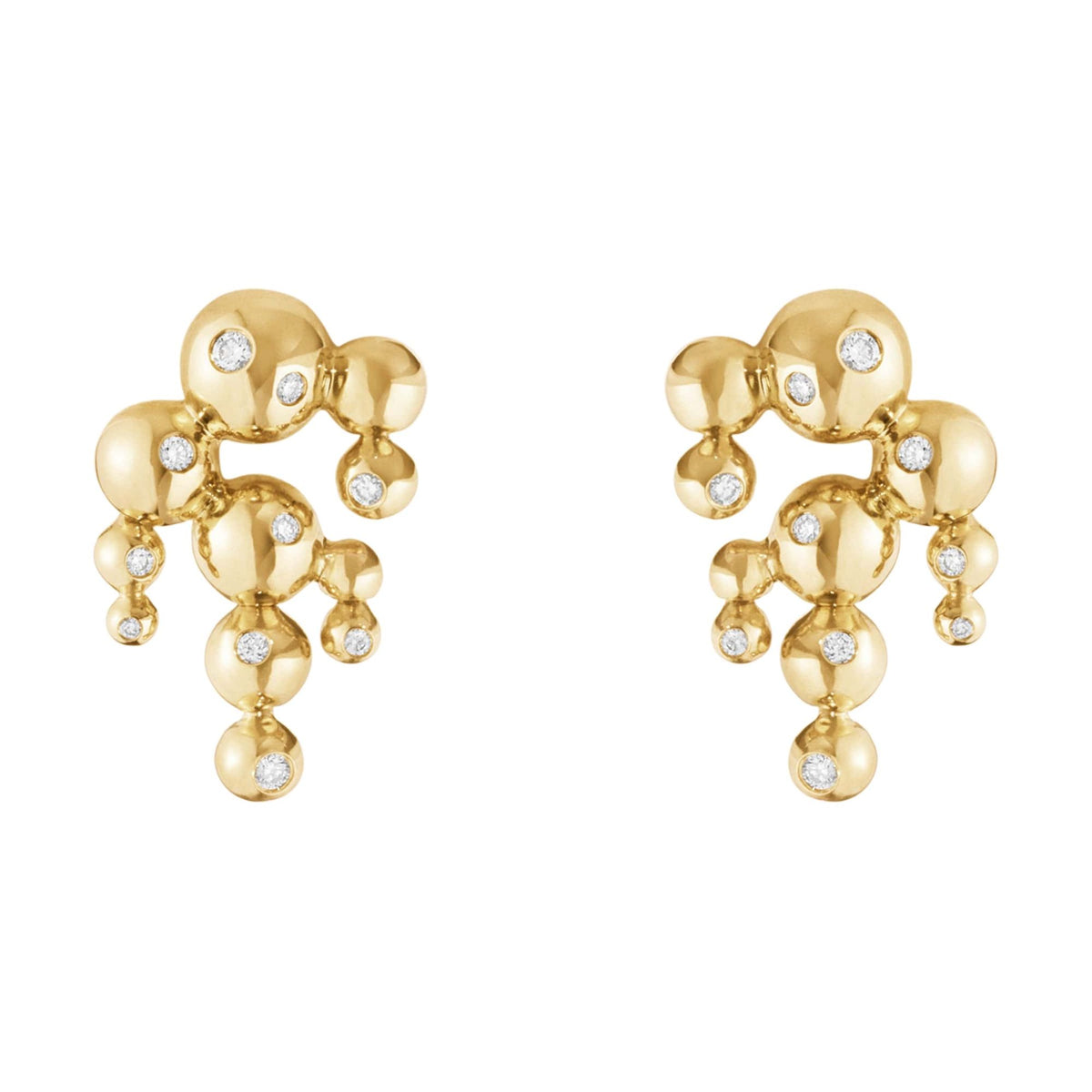 Moonlight Grapes Chandelier 18K Gold Earrings w. Diamonds