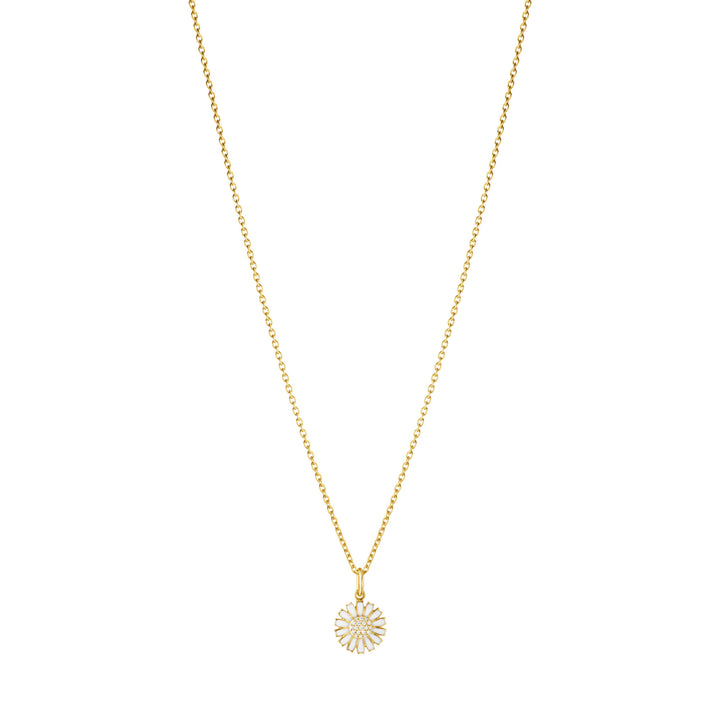 Daisy 11 mm Gold Plated Necklace w. 0.05ct Diamonds