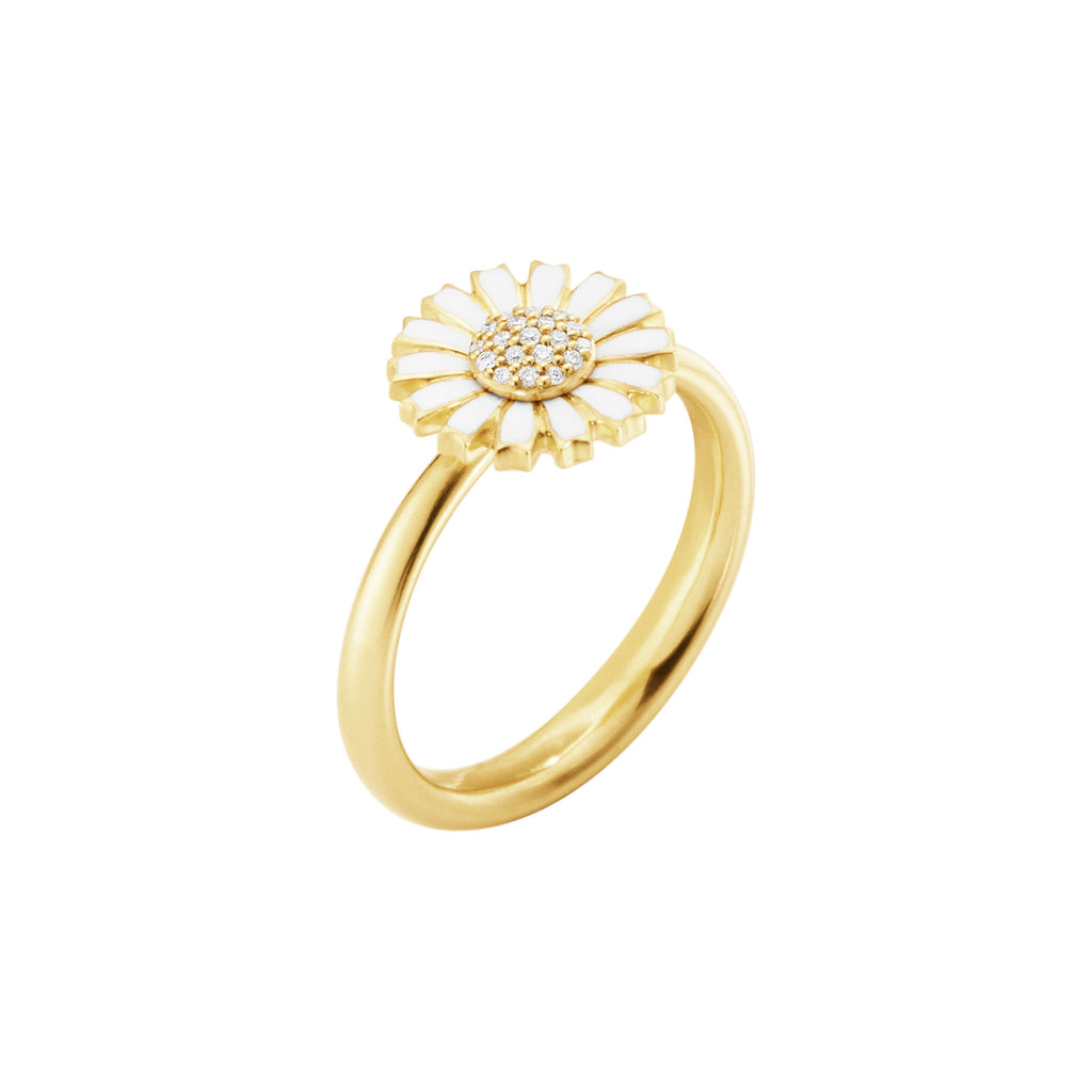 Daisy 11 mm Gold Plated Ring w. 0.05ct Diamonds