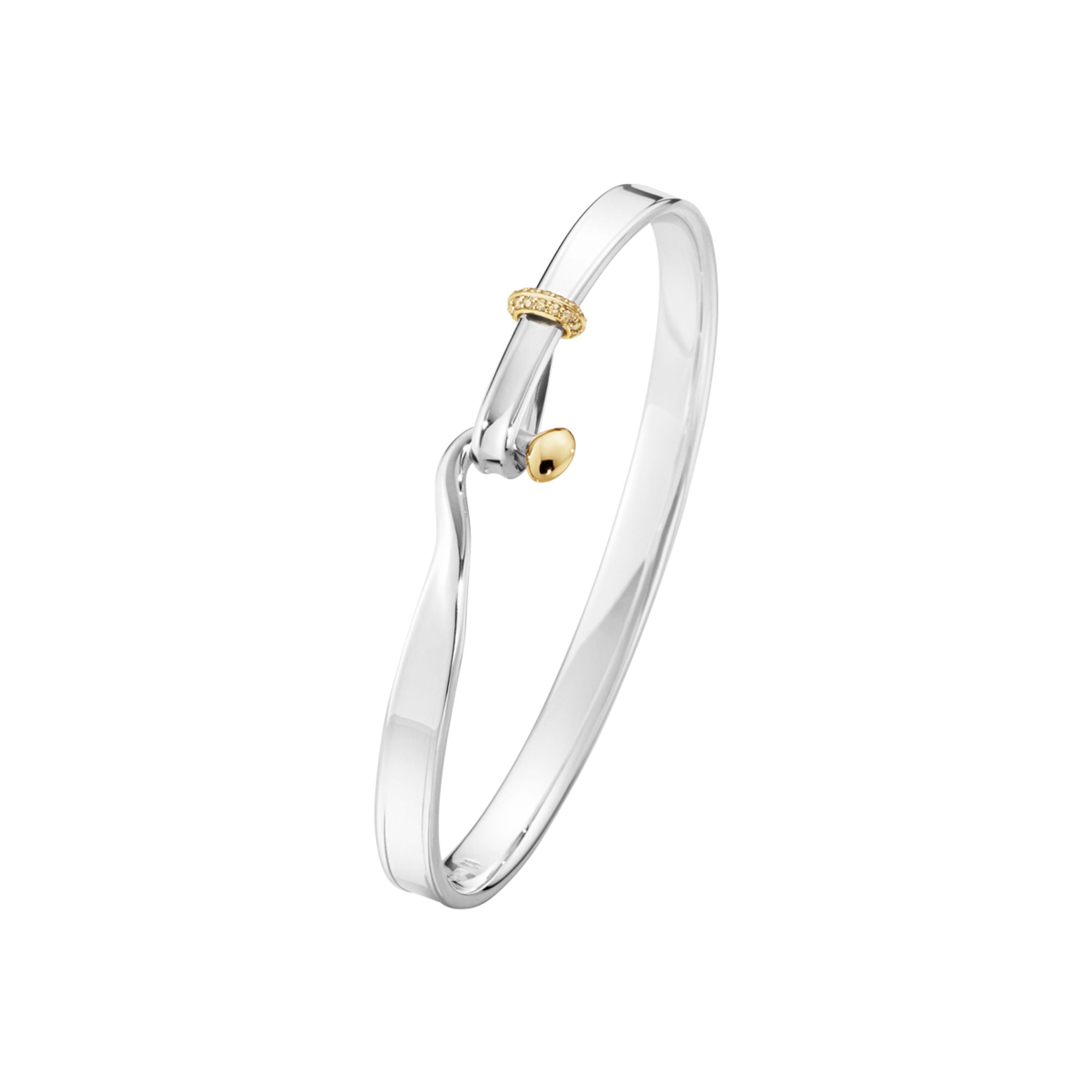 Torun Silver & Gold Bangle w. Champagne Diamonds