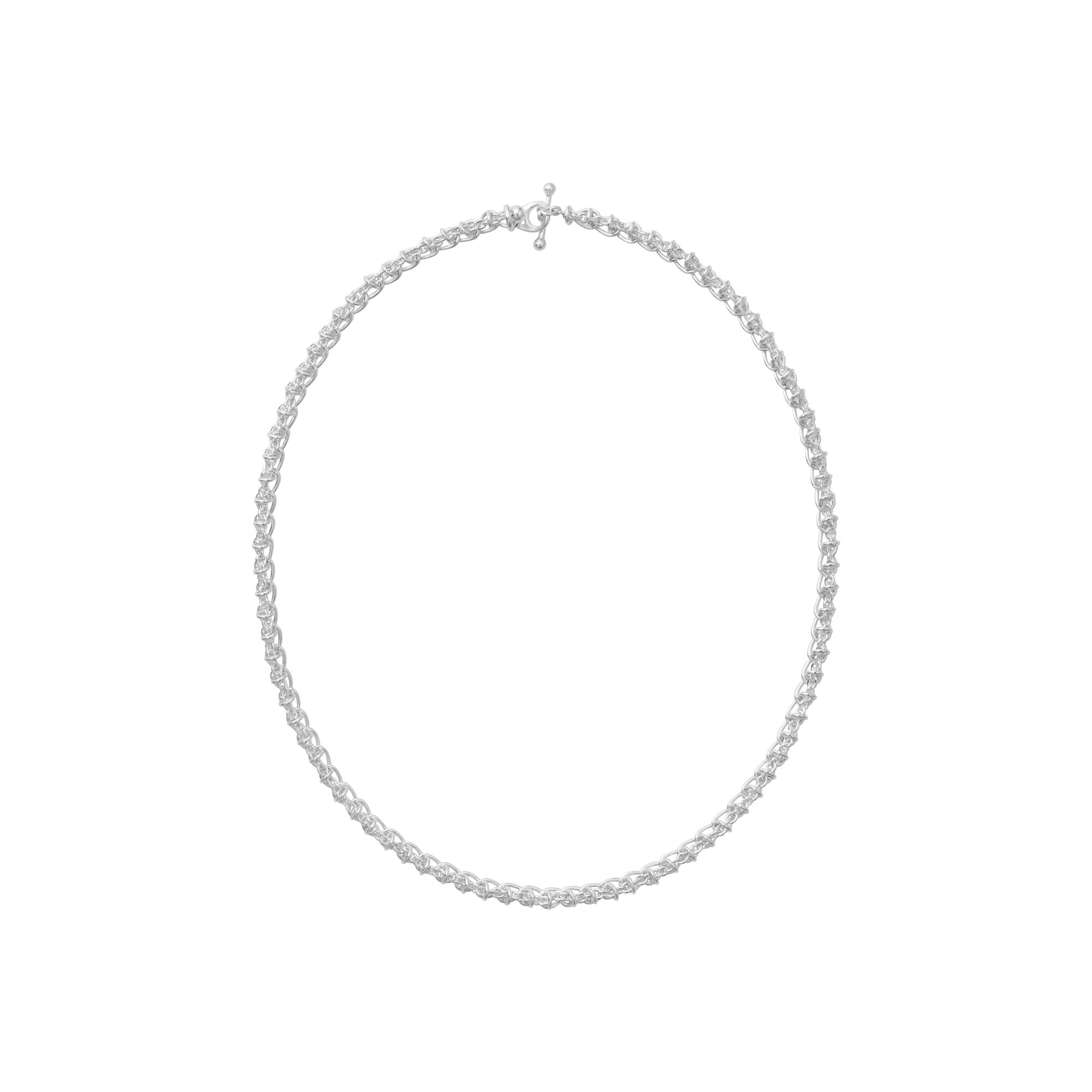 Weft Slim Single Link Silver Necklace