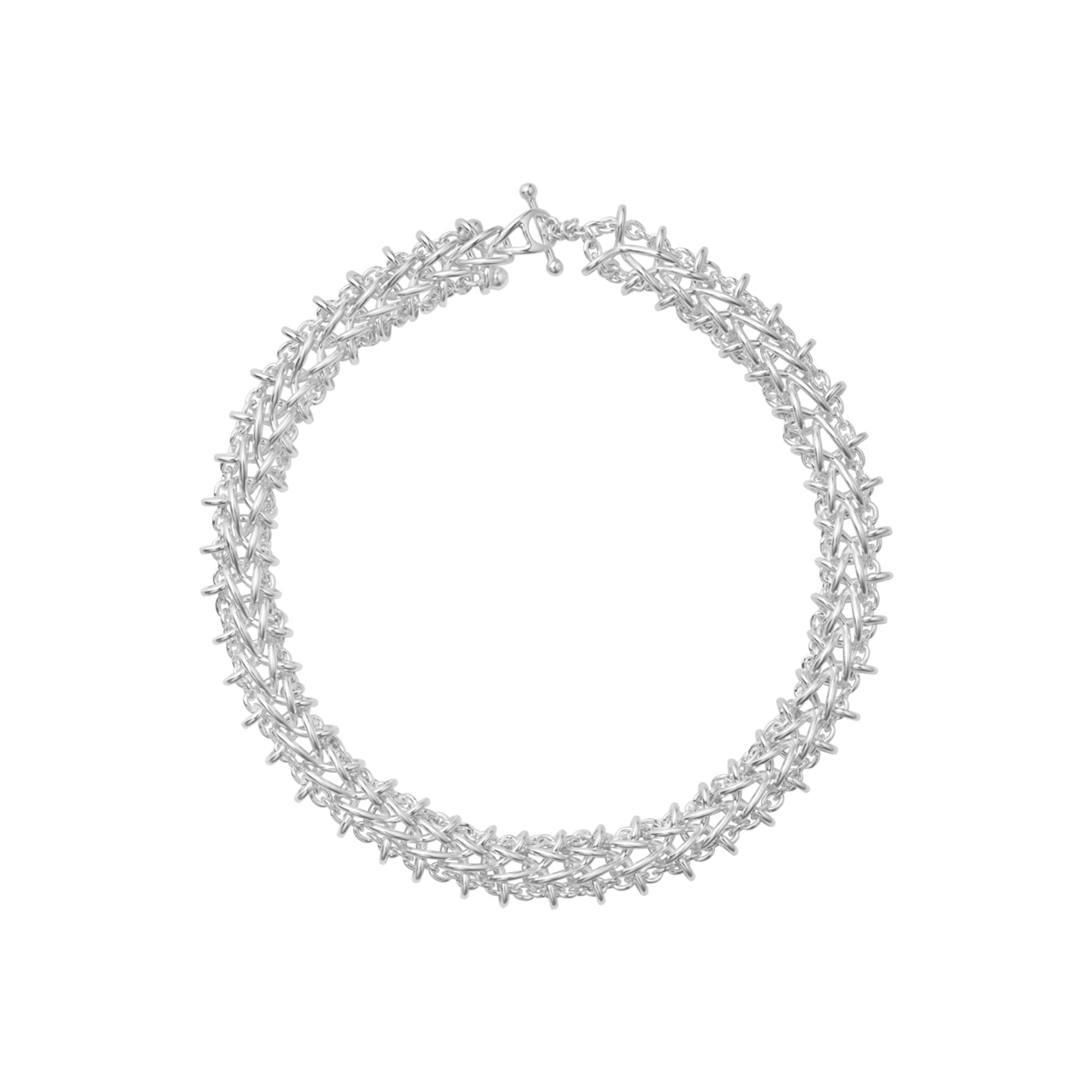 Weft Double Link Silver Necklace