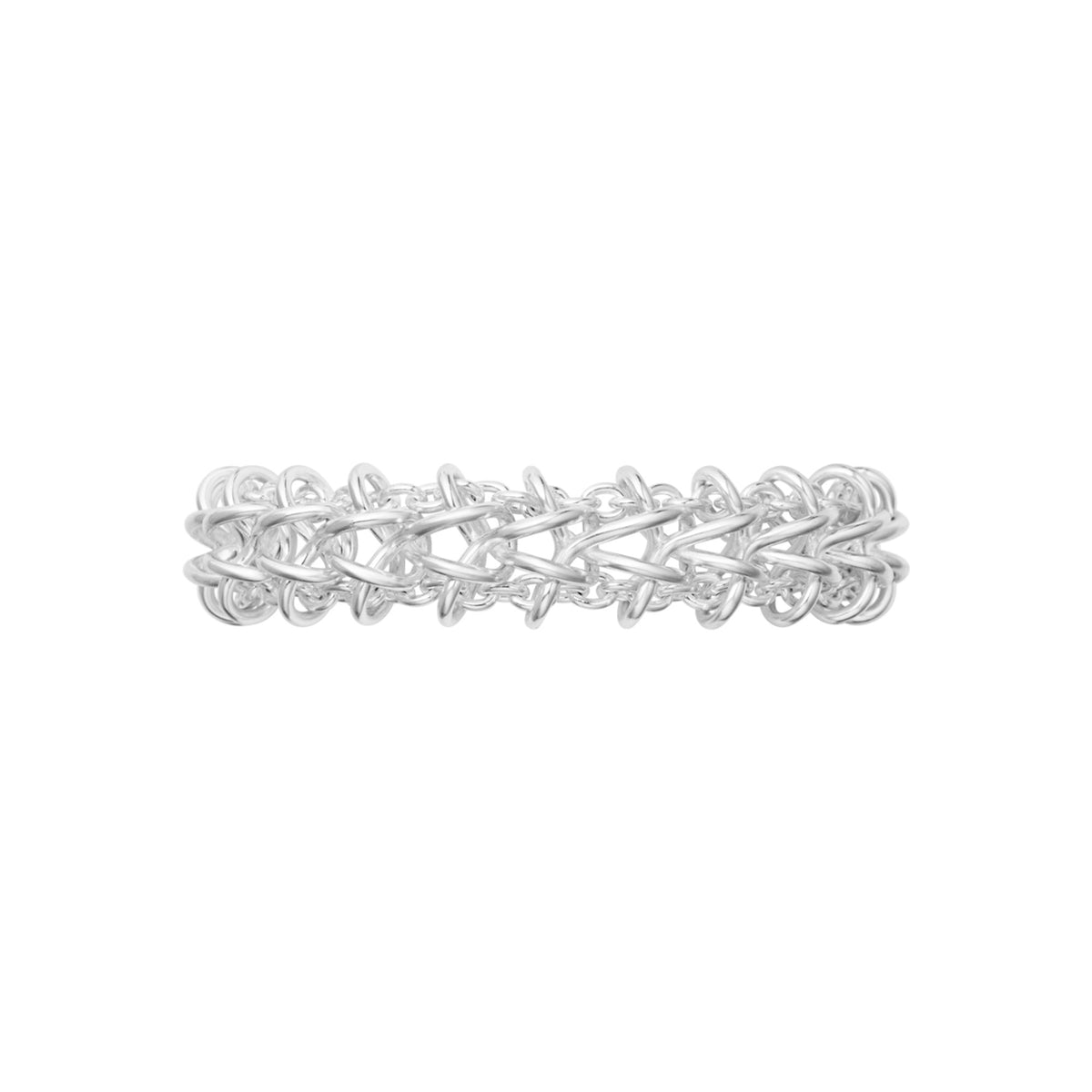Weft Double Link Silver Bracelet