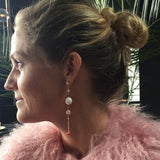 Special Edition 18K Gold Earring-pendant w. Pearl, Diamonds, Tourmaline & Rutile Quartz