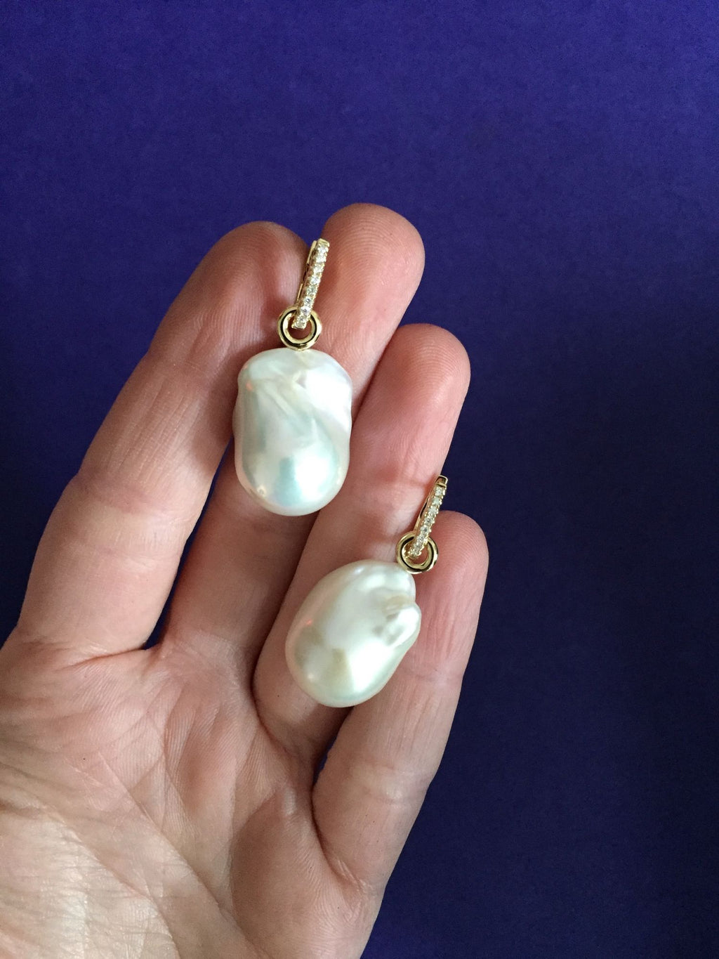 Baroque Pearl & Diamond 18K Gold Earrings