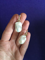 Baroque Pearl & Diamond 18K Gold Earrings