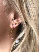 Aedre Gold Plated Earring w. Pearls & Ruby