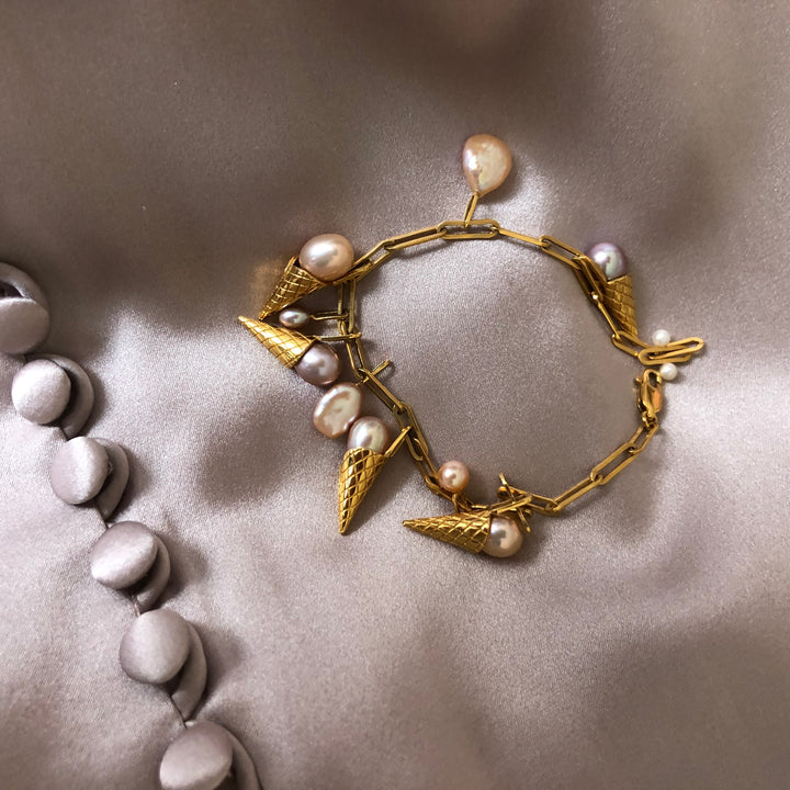 Ice Cream Charms Armband I Vergoldet I Perlen