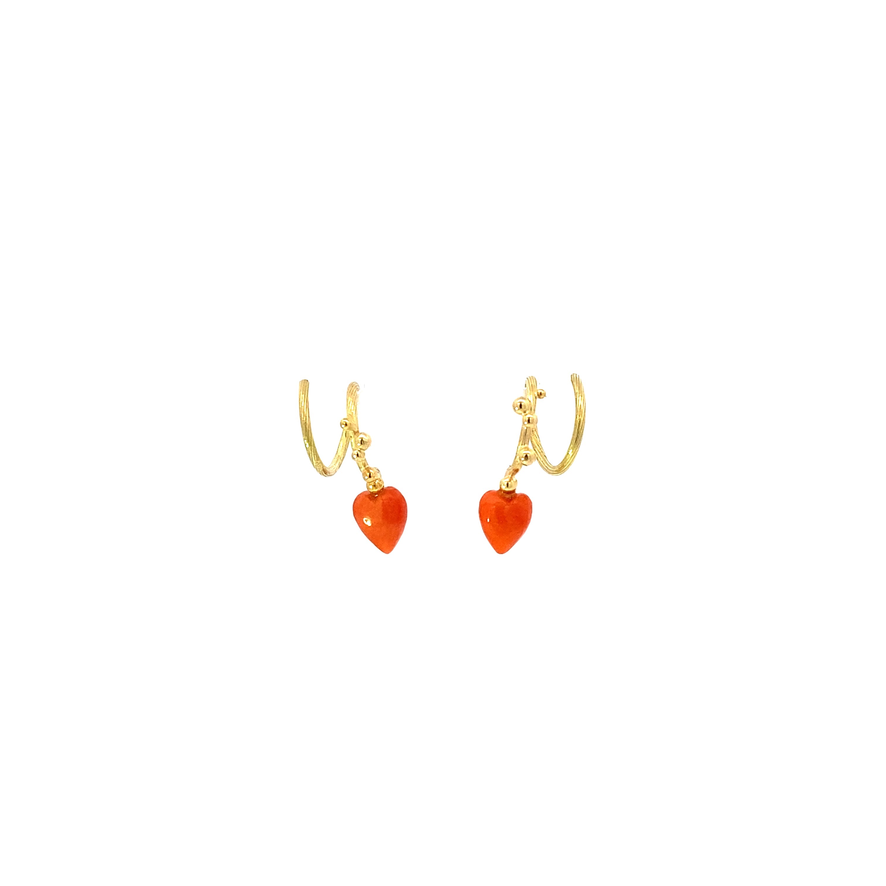 Spiral 18K & 22K Gold Earrings w. Corals