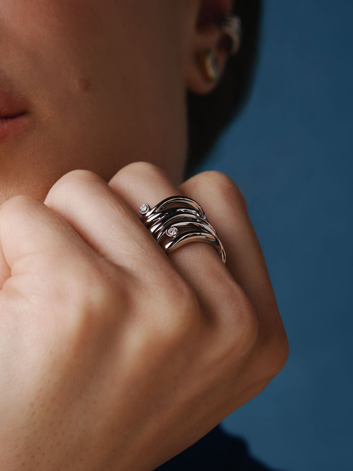 Bare Souls Five Shank 14K Hvidguld Ring m. 0,28 ct Diamanter