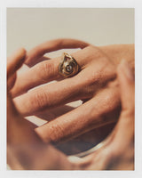 Cochlea Grande 14K Gold Ring w. Pavé & Center Diamonds