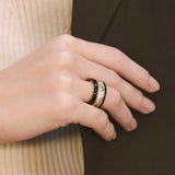 Antarctica Ice 18K Hvidguld Ring m. Lab-Grown Diamanter& Sort Emalje