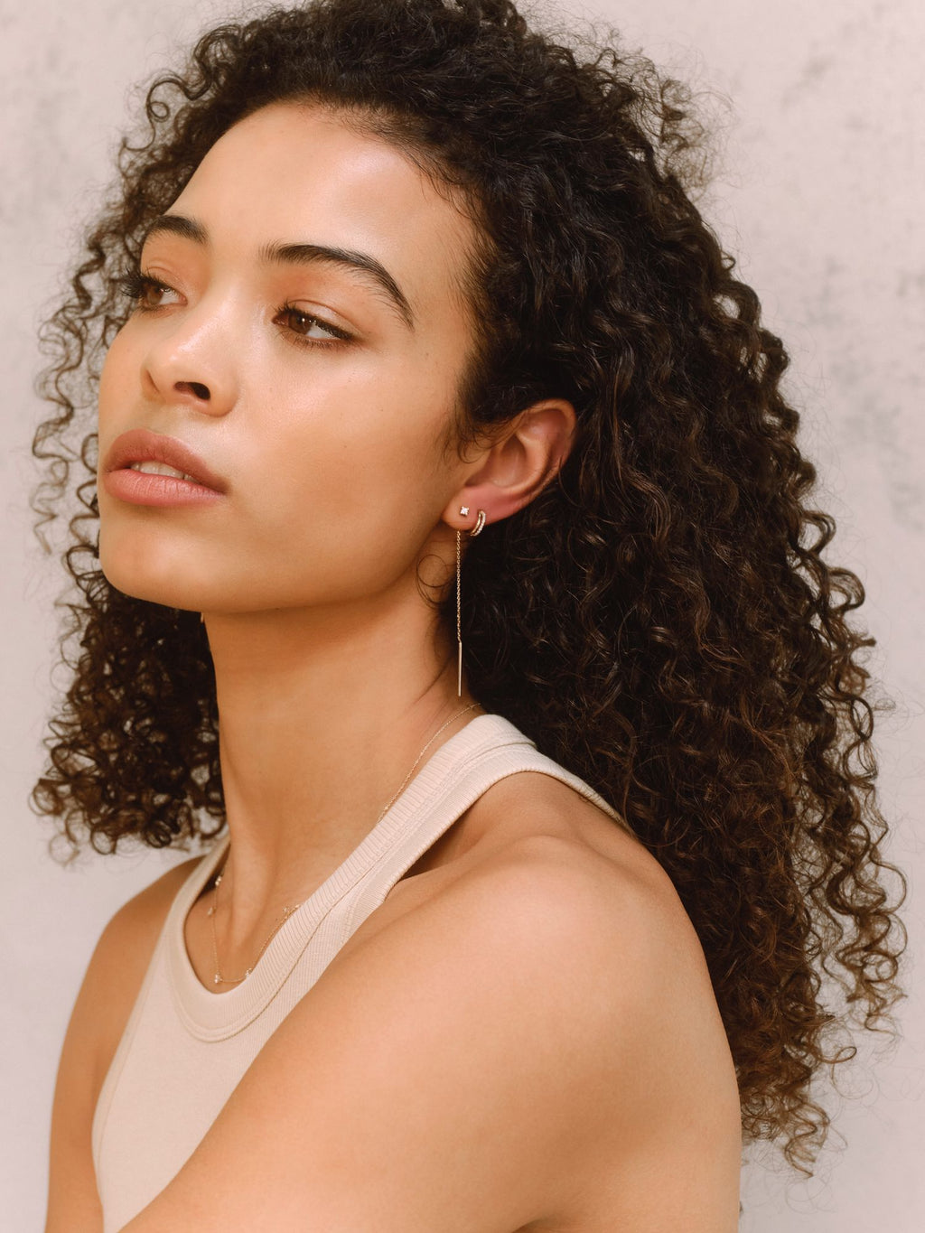 Mini Drop 18K Gold Earrings w. Lab-Grown Diamonds