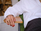 Mini gerippter Leere Gold Vermeil Ring w. Zirkonia