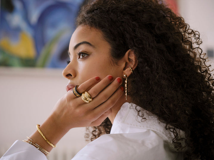 Double VOID 18K Gold Plated Ring w. Zirconias