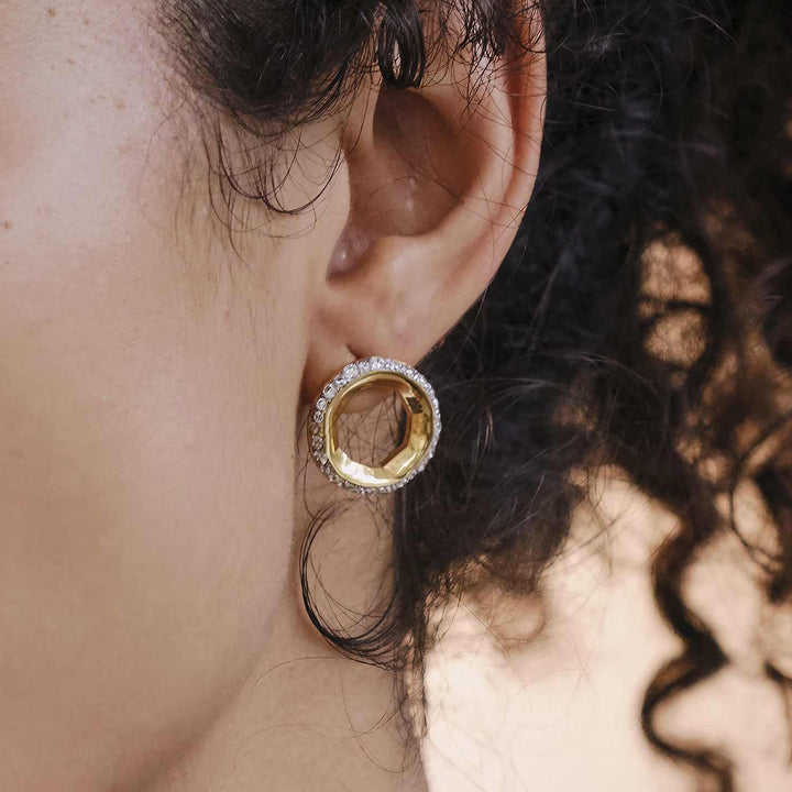A. Sun Halo Aura 18K Hvidguld Ørestikker m. Lab-Grown Diamant Pavé