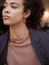 Chunky Link Gold Plated Necklace w. Spinel