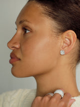 Clover 18K Gold, Rosegold or Whitegold Ring Large Studs w. Diamonds