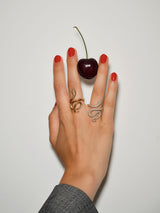 Medium Snakes 18K Gold Ring w. Diamonds