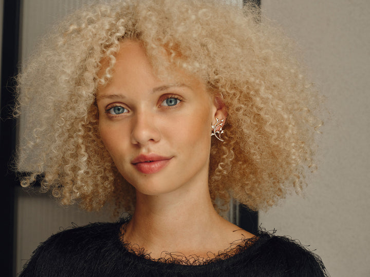 Pfauen 18K Gold Ohrringe w. Diamanten