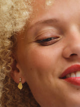 Elysia Leaf 14k Gold Earring w. Diamonds