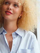 Heart 18K Rose Gold Necklace w. Diamond & Rhodolite