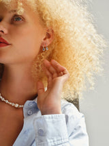 Candy 18K Rose Gold Earrings w. Diamonds & Blue Sapphire