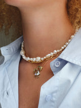 Elysia Cascade 14k Gold Necklace w. Pearls