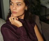 Mini Moon Star Vermeil Earrings w. White Zirconias