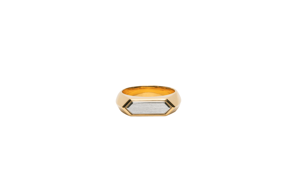 IX Mini Hexagon Gold Plated Ring