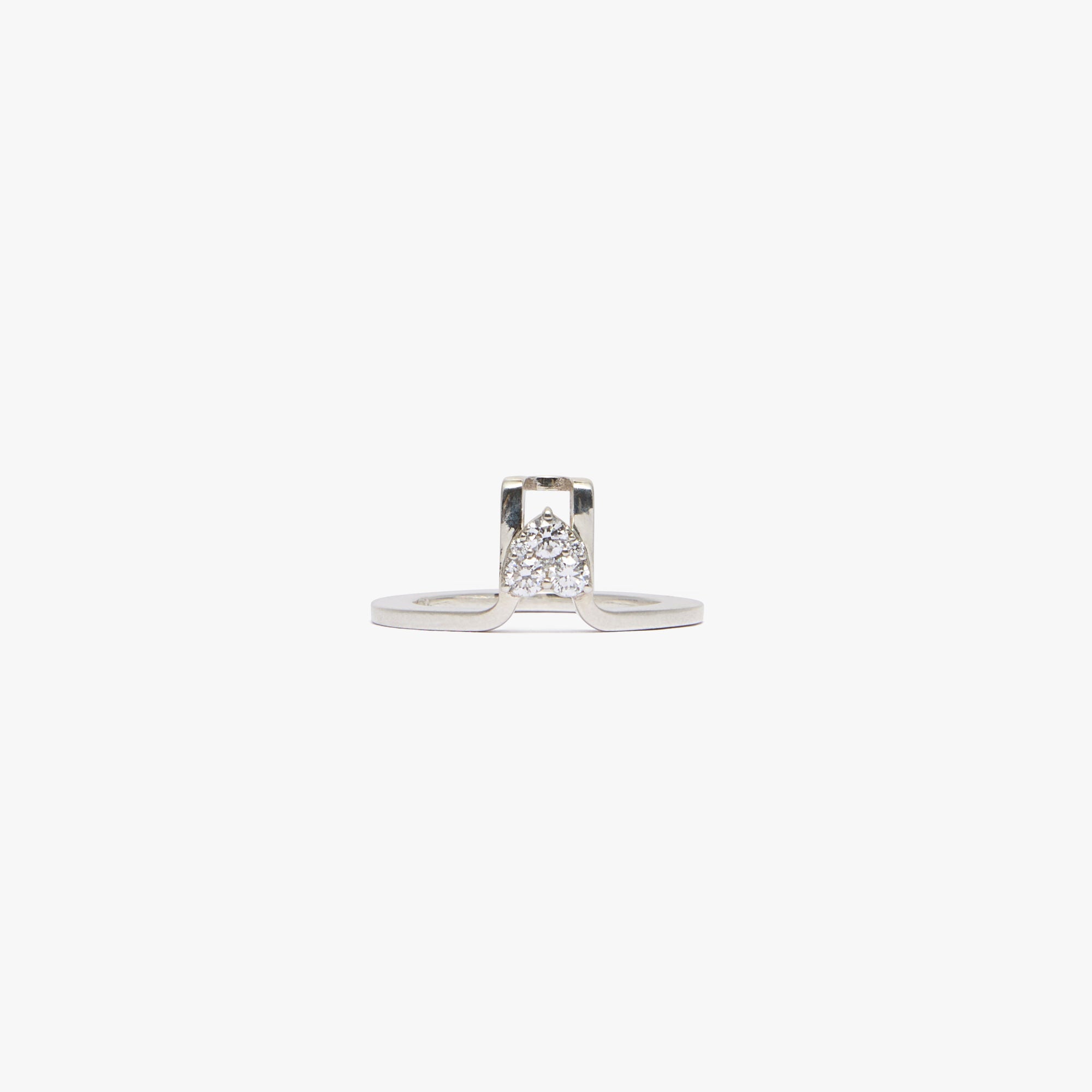 LIL Rhodium Plated Silver Heart Oura Cover Ring w. Heart Lab-Grown Diamond