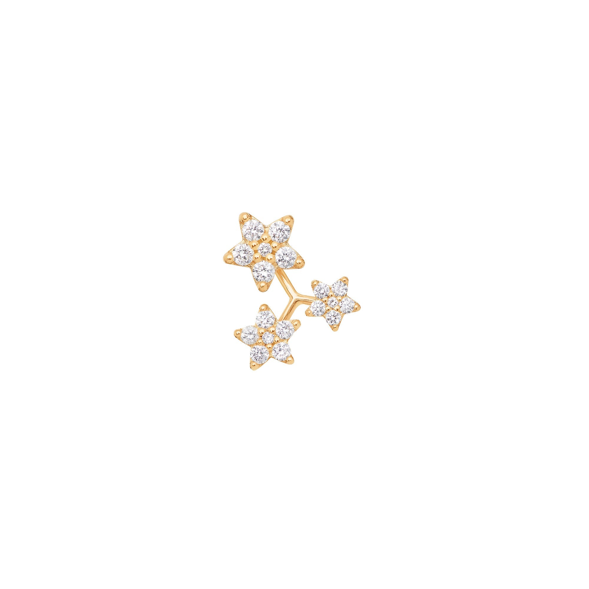 3 Shooting Stars 18K Guld Ørering m. Diamanter