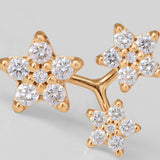 3 Shooting Stars 18K Gold Earring w. Diamonds