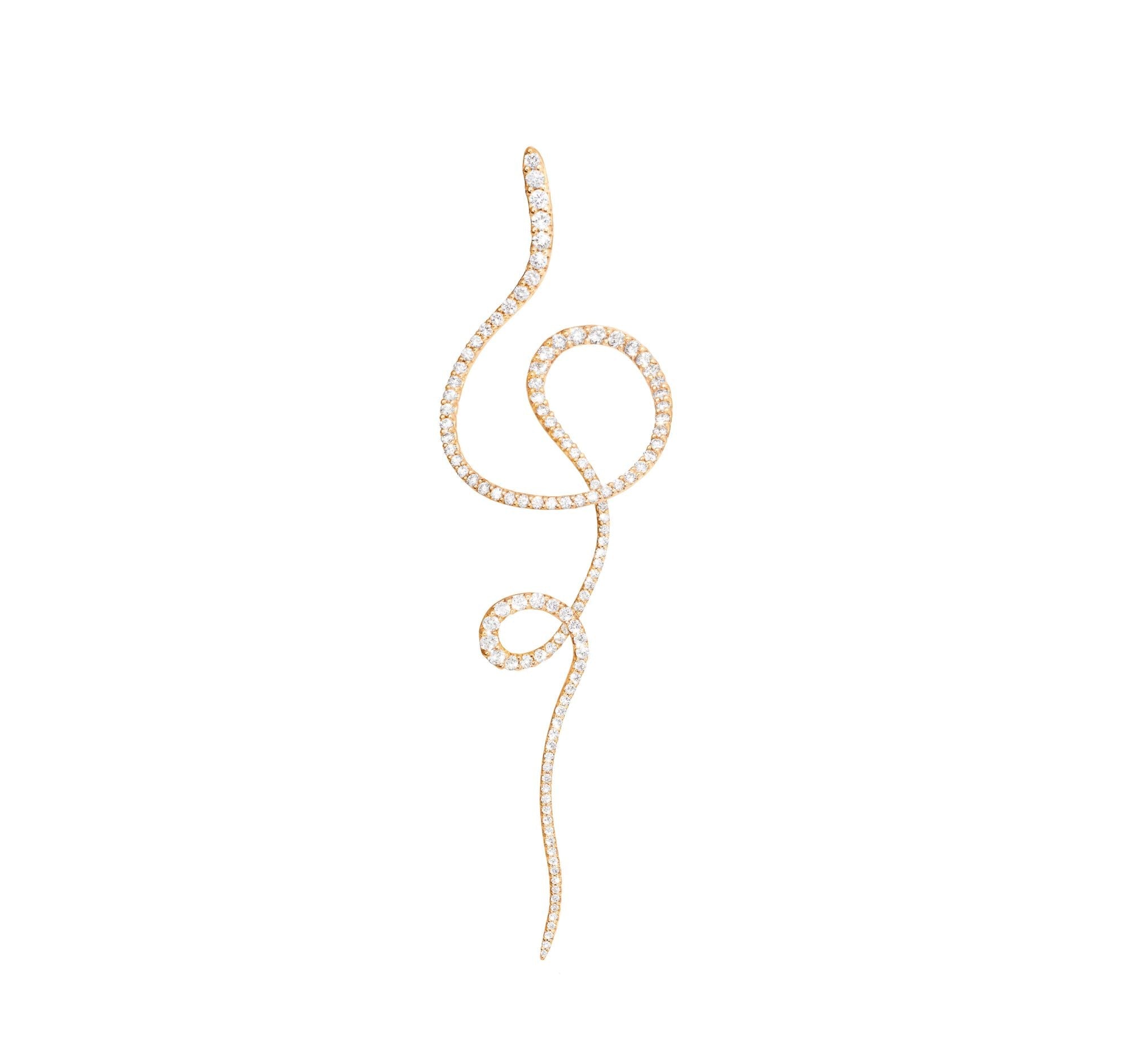 Love Bands Twirl 18K Gold Earring w. Diamonds