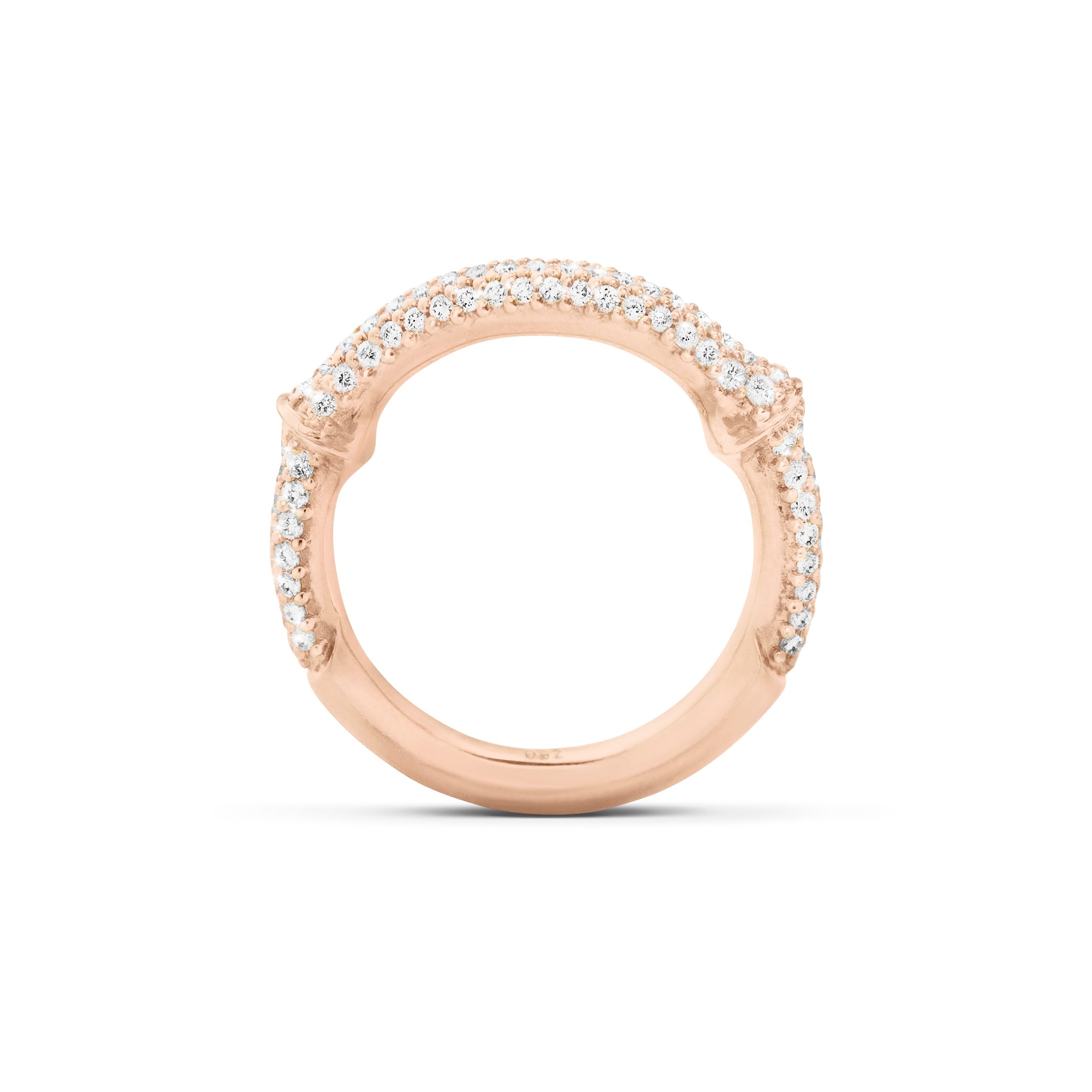 Nature Half Pavé 18K Rosegold Ring w. Diamonds
