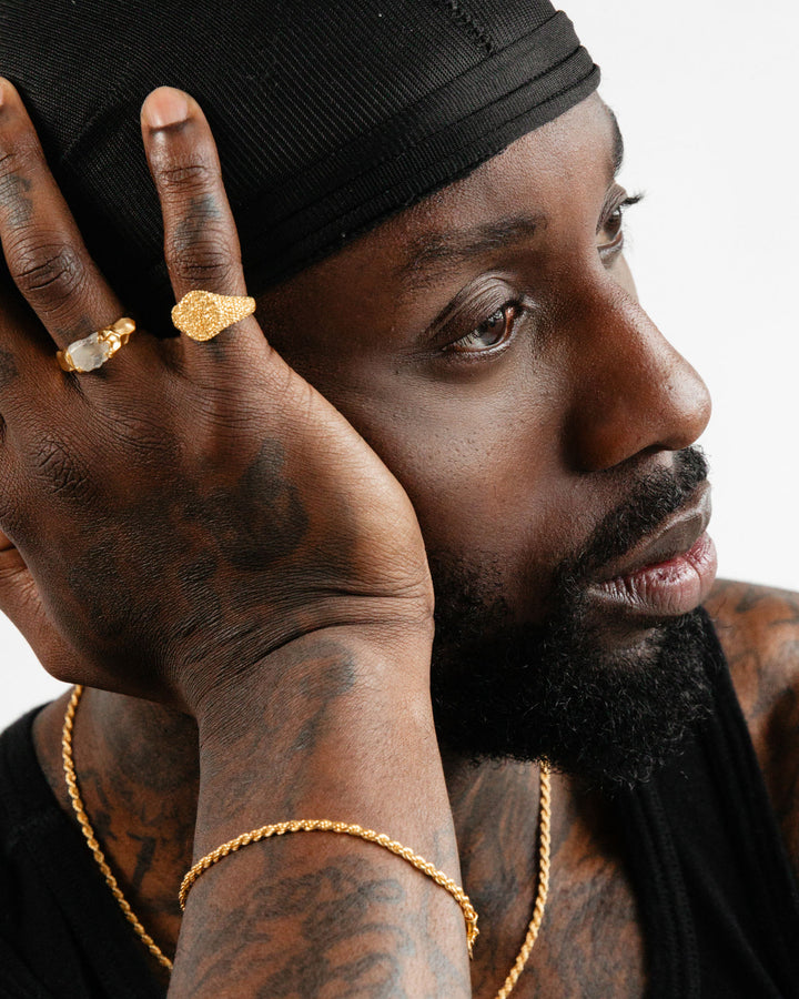 IX Crunchy Mini Oval 22k Forgyldt Ring