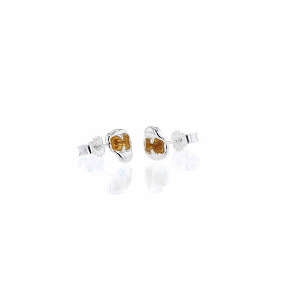 Hasla | Connected Silver Earrings w. Orange Zirconias